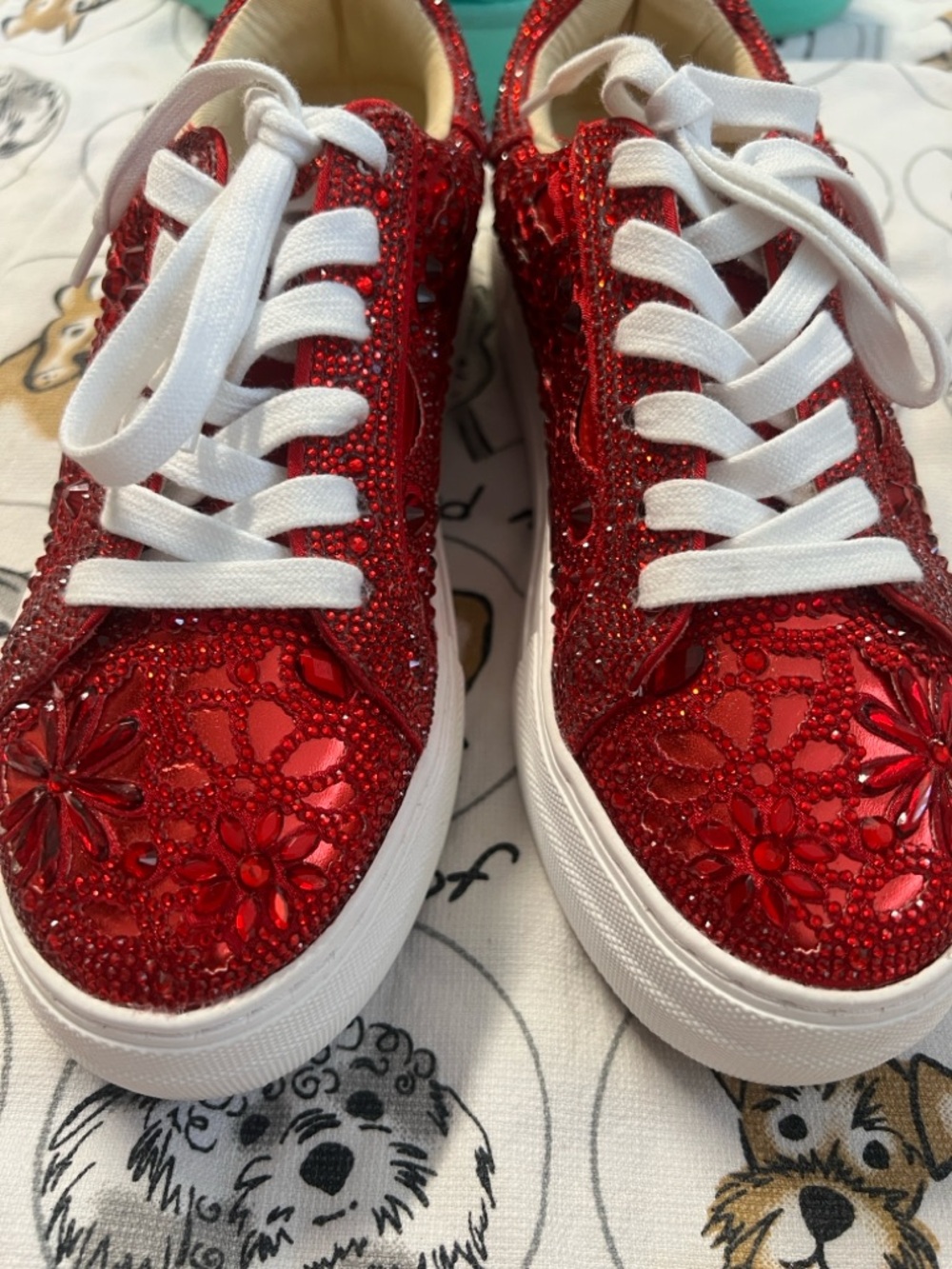 BETSY JOHNSON Red Reily Rhinestone Platform Sneaker Size 8 - Picture 8 of 10